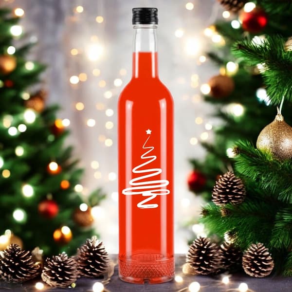 5x Glasflaskor Julklapp CRYSTAL 500ml med Tryck för Likörer