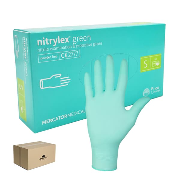 Mercator Nitrylex Grønne nitrilhandsker S grøn 100 stk. karton 10-pak