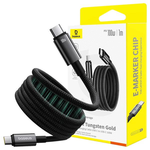 Baseus Tungsten Gold USB-C - USB-C 100W USB-kaapeli 1m (musta)