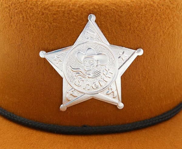 Sheriffens cowboyhat med stjerne, brun, 56 cm