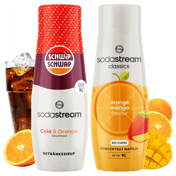 2 Sodastream Shwip Shwap Cola Appelsiini + Appelsiini-Mango -tiivistettä