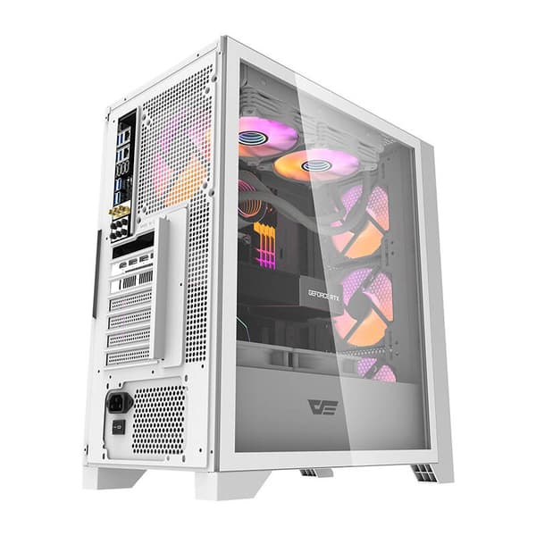 Darkflash DRX70 MESH computerkabinet (hvid) + 4 RGB-blæsere