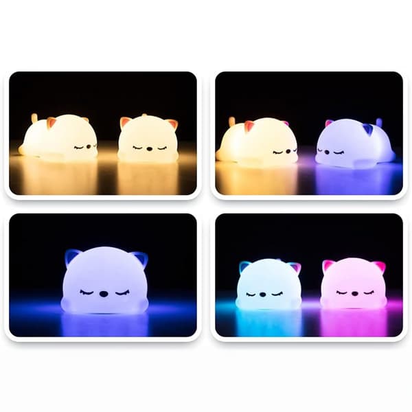 Silikone natlampe Teddybjørn LED RGB