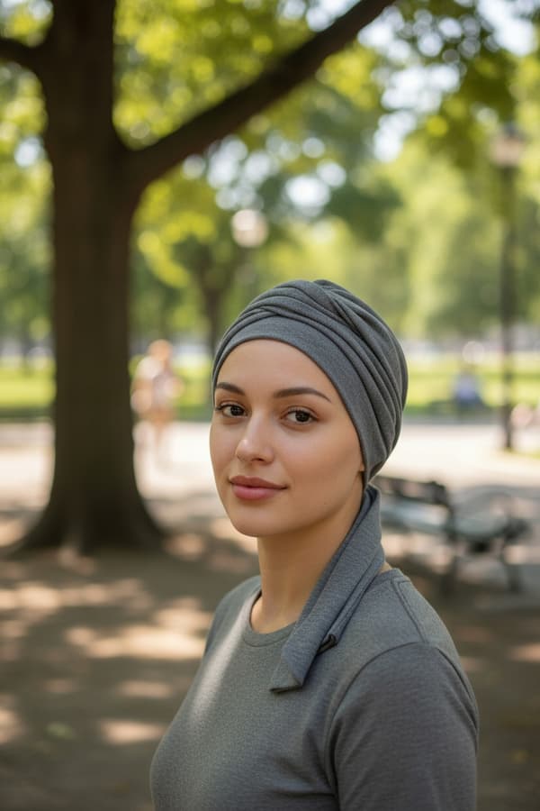 Lena dameturban basalt sweaterhue efterår også efter kemoterapi
