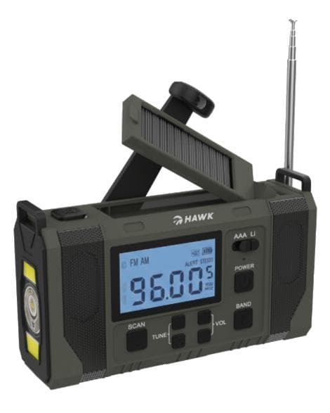 HAWK Expedition R20 HWRDI420GN Solcelleradio Dynamo Krank Grå