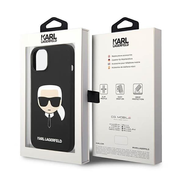 Karl Lagerfeld Silikone Ikonik Karls Hoved - iPhone 14 Plus Etui (Sort)