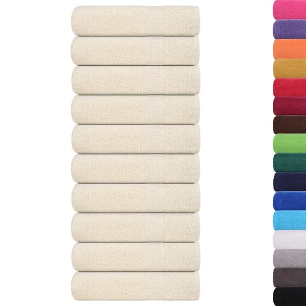vidaXL badehåndklæder, 10 stk., cremefarvede, 100x150 cm, 100% bomuld