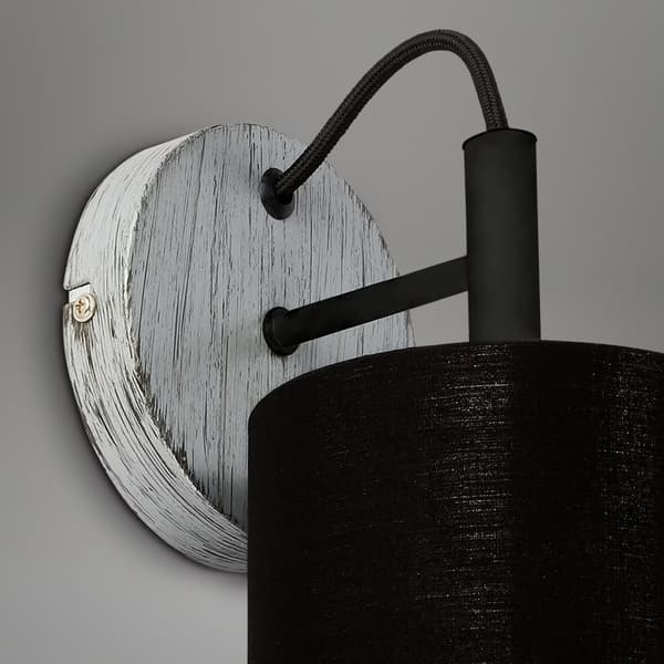 Væglampe Sconce E14 sort lampeskærm retro sølv til stue og soveværelse