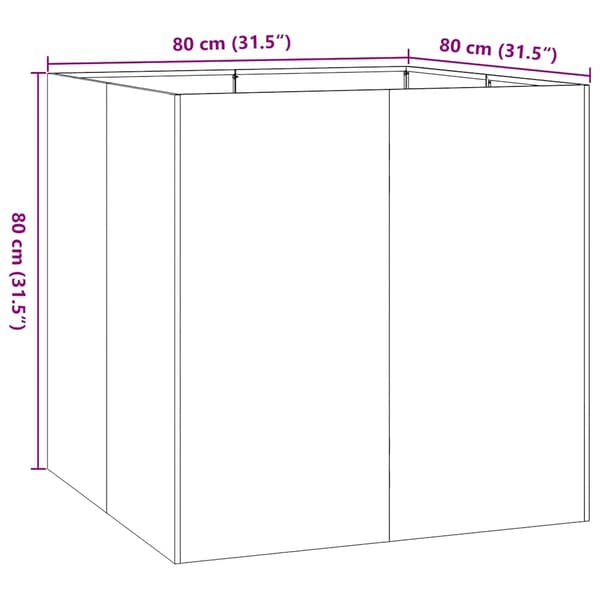 vidaXL urtepotte olivengrøn 80x80x80 cm stål