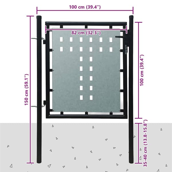 vidaXL sort enkeltbladet hegnslåge 100x100 cm