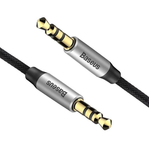 Baseus Yiven 3,5 mm AUX mini-jack lydkabel 1 m (sort og sølv)