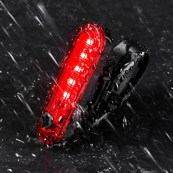 Baglygte LED rød USB gummirem op til 12 timer vandtæt