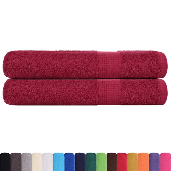 vidaXL Bastuhanddukar, 2 st, vinröda, 80x200 cm, 100 % bomull