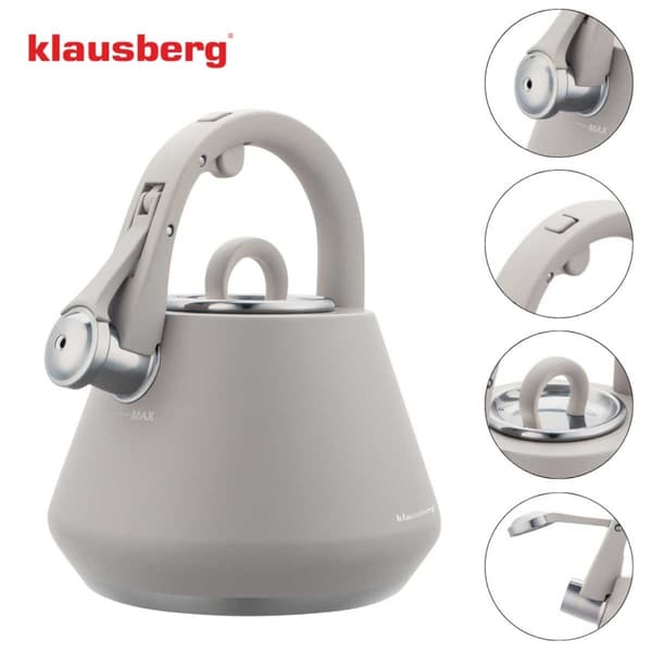 STÅLKEDEL MED FLØJTE 2,5L KLAUSBERG KB-7949 GRÅ