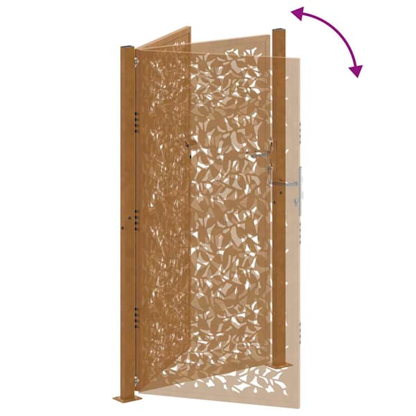 vidaXL havelåge 105x205 cm rustfrit stål med bladmønster
