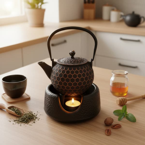 Støbejernskedel 1,2 l te- og urteinfuser + varmer