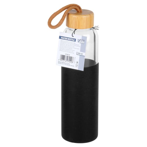 Lasinen vesipullo silikonisuojuksella 500 ml