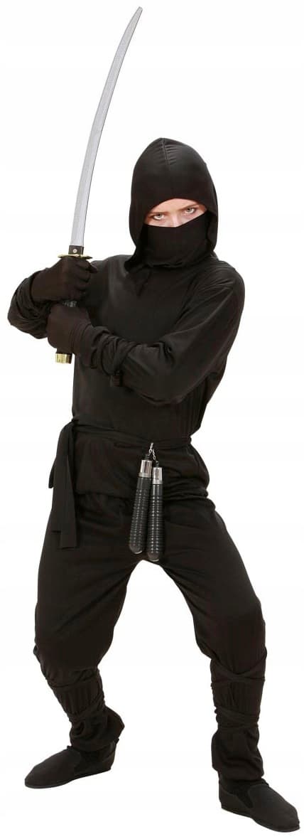 Sort NINJA-kostume japansk kriger-samurai til karneval 4-5 år