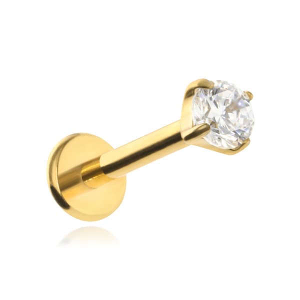 Titanguldlabret med vit zirkon 1,2/8/2,5