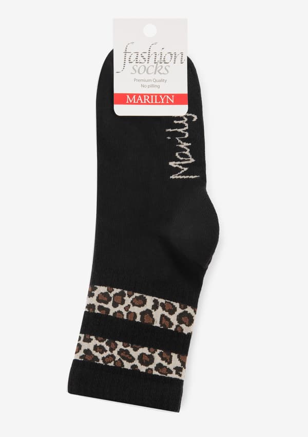 Damesokker med moderigtige leopardmønstrede striber sorte Panther Stripe Marilyn 36/40