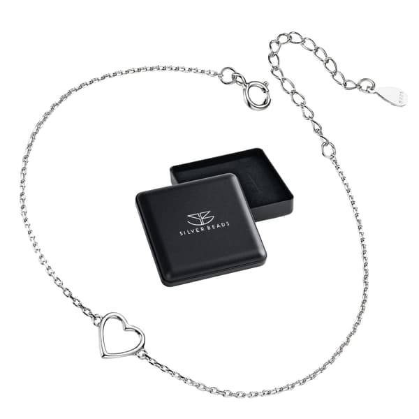 Fint silverarmband med hjärta, silver 925