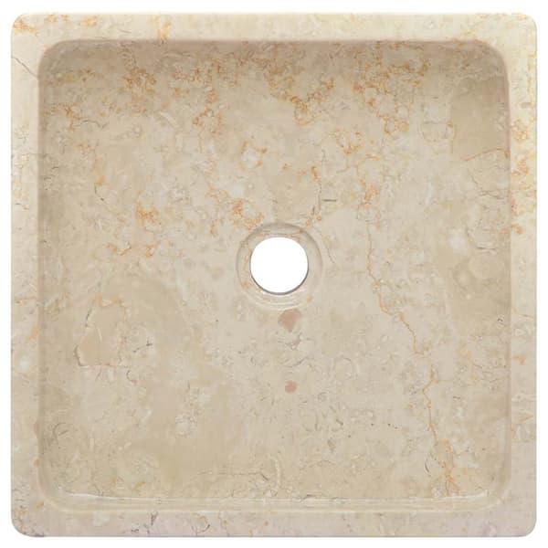 vidaXL Handfat, Creme, 40x40x10 cm, Marmor