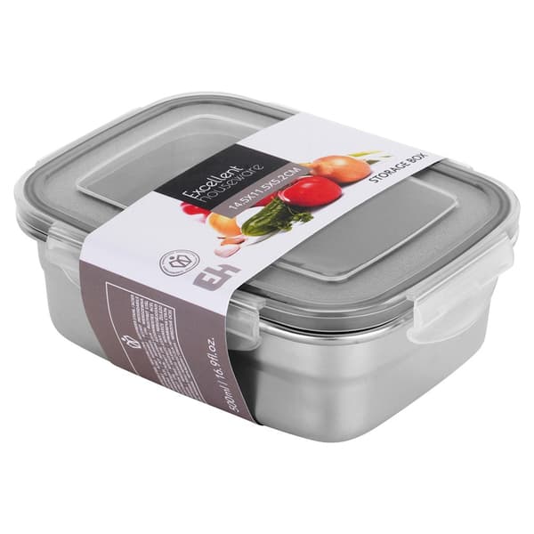 Stålmatbehållare med lock och tätning 500 ml
