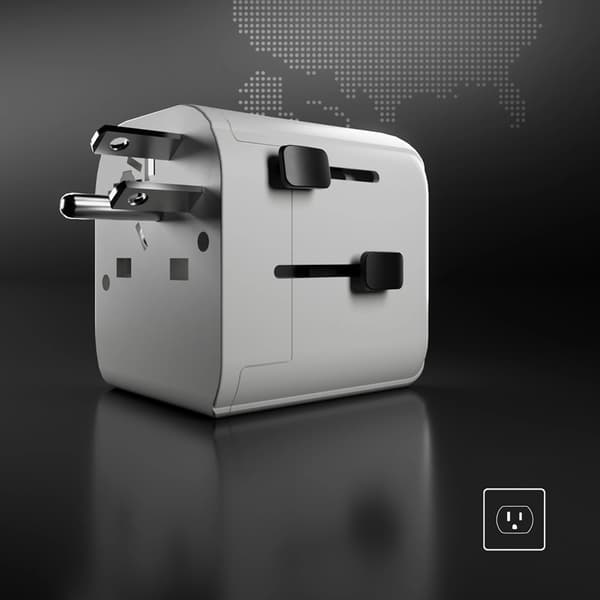 SBS universal rejseadapter - EU 2xUSB-A - hvid