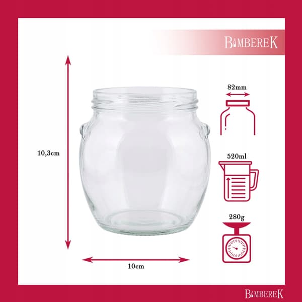 Amforaburk 520ml med lock Fi82 för honungsmarmelad, sylt, presenttwist