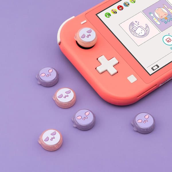 Nintendo Switch Lite OLED Silikone Knapcovers Pink Lilla 4 Stk.