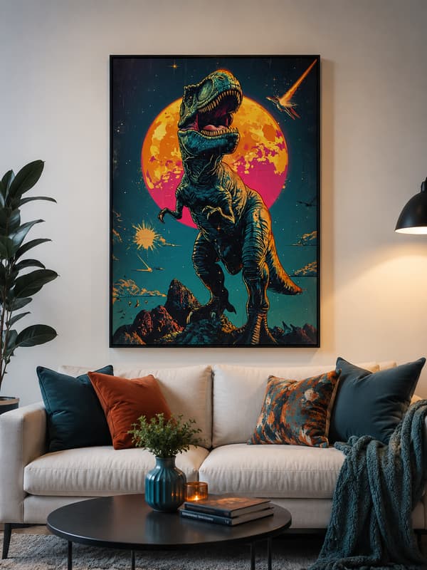 Maleri efter tal med ramme Billeder til maleri - T-Rex æra 40x50 cm