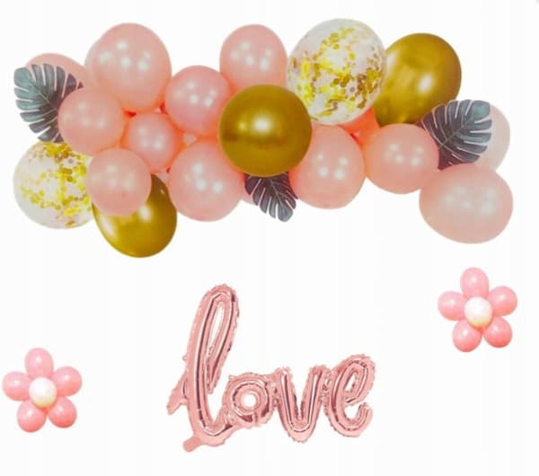 Kærlighedsballongirlandesæt Rosaguld, 1 sæt