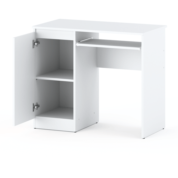 Hvid Computerbord 90 CM Med 2 Hylder Gamingmøbler Skole