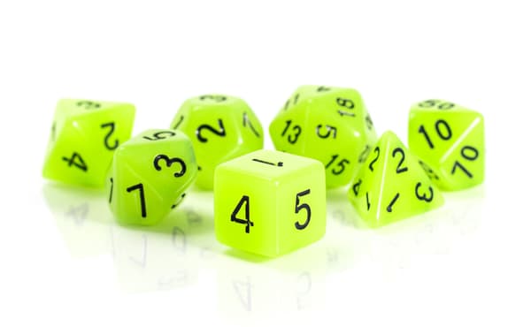 RPG Cat's Eye-tärningar glödande set med 7 tärningar