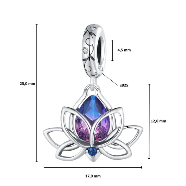 Lotusblomma silverpärlor med berlockhänge till armband