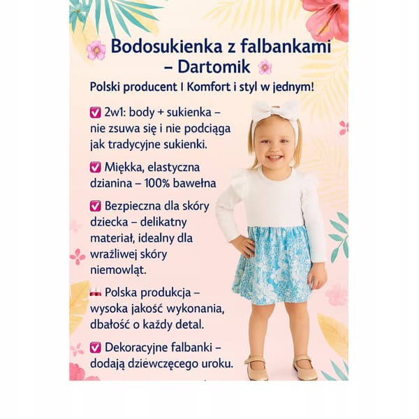 Bodysuit klänning storlek 104 långärmad med volanger vit spets