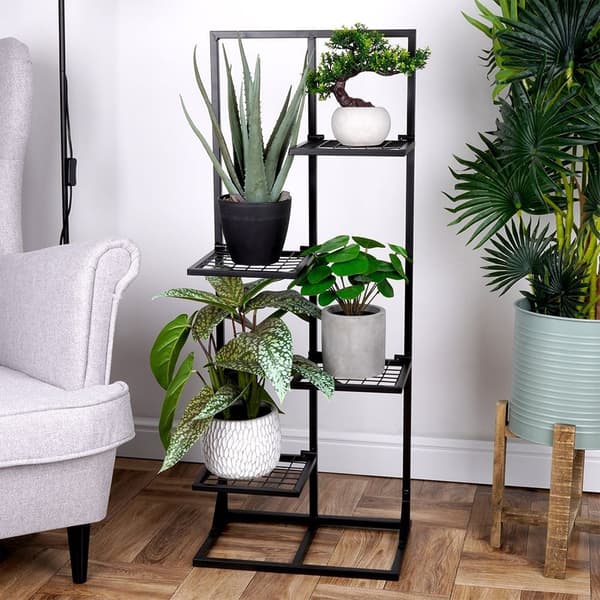 Blomsterstand metal sort 4-niveau 102 cm