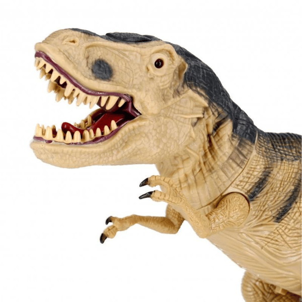 Fjernstyrede dinosaur-vandreture, hovedbevægelse, poter, damp, lyd, lys 52 cm