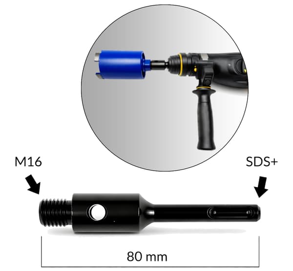 Adapter til hammerboremaskine M16 til SDS+ 80mm titanium