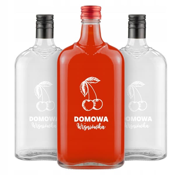 10 st KLASSISKA 500 ml flaskor med tryck på HEMGJORD KÖRSBÄRSVODKA