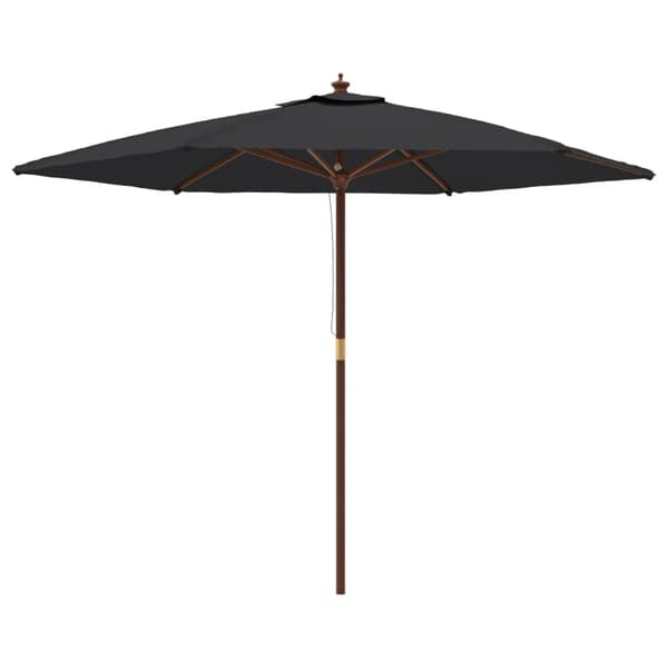 vidaXL haveparasol med træstang, sort, 299x240 cm