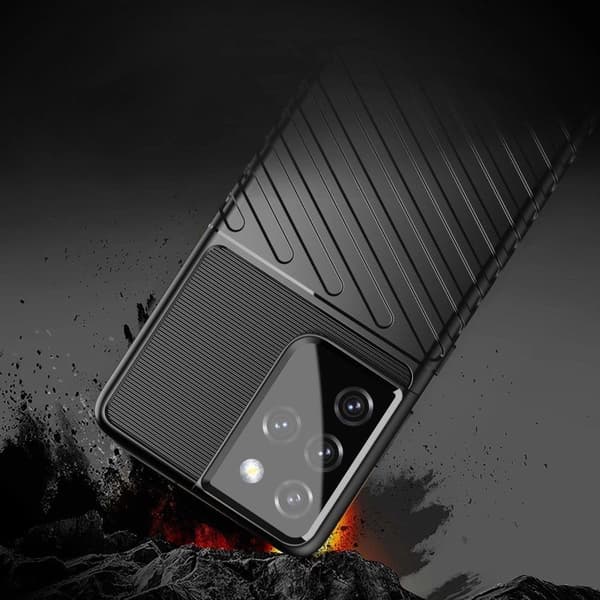 Thunder Case Samsung Galaxy S23 Ultra silikonskydd med armerad rem blå