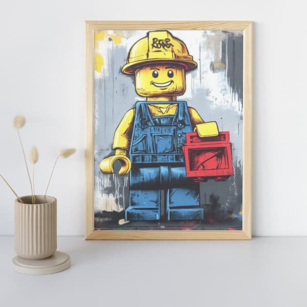 MALING EFTER TAL MED RAMME Malerier - Lego Builder 40x50 cm