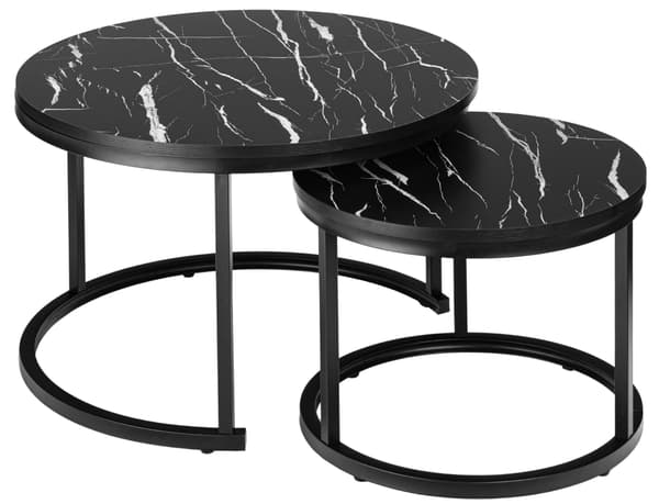 Kahden Galen Black Marble -parvipöydän setti