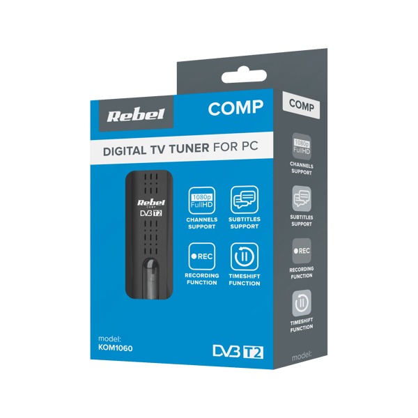 Rebel digital USB TV-tuner DVB-T2 H.265 HEVC