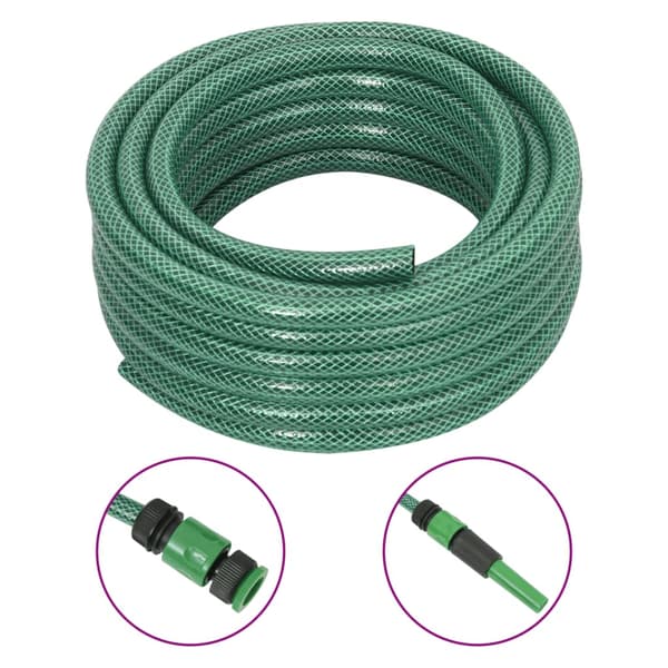 vidaXL Trädgårdsslang med kopplingsset grön 0,5", 10 m PVC