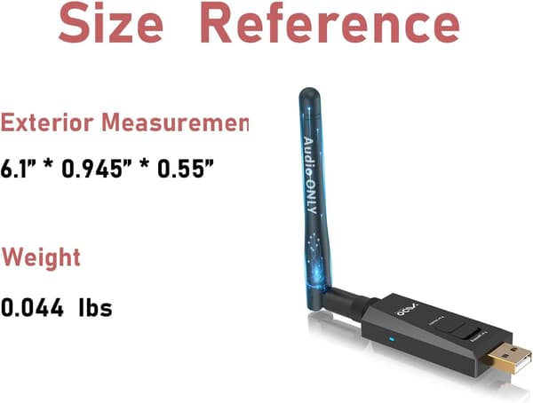 LJUDADAPTER BLUETOOTH 5.3 SVART USB B10PRO-SÄNDARE 20m