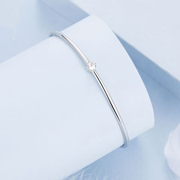 Stift armband med kristall, 925 silver, 18 cm