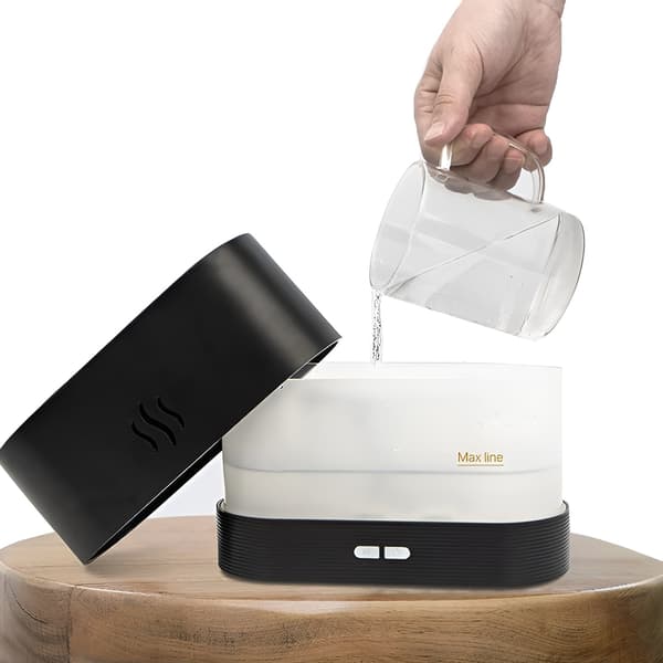 Luftfuktare, aromdiffusor, eldeffekt, LED-kamin, aromaterapi