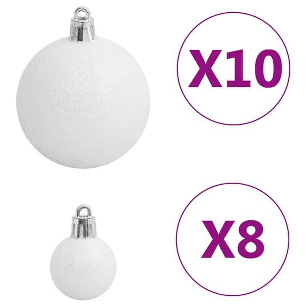 vidaXL julekuglesæt med 111 dele, hvid og grå, polystyren